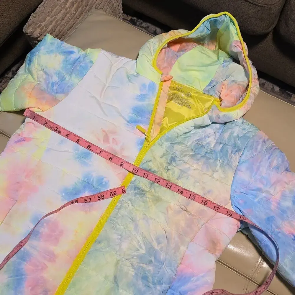 Alexa Rae Pastels Tie-Dye Hooded Puffer Jacket Kids Size Large 16 NWT